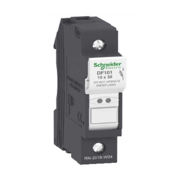 Porta Fusível Cilíndrico Unipolar 32A 400VCA Preto 10x38 mm para Trilho DIN