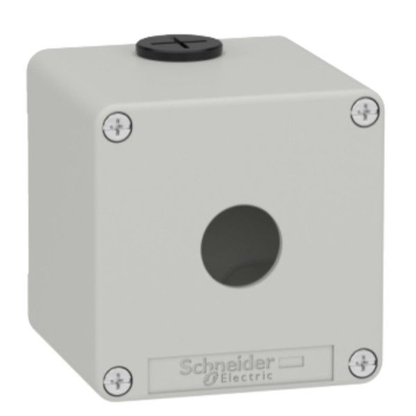 Caixa Botoeira Centralizada Metálica 80x80x77 mm com 1 Furo 22 mm Cinza