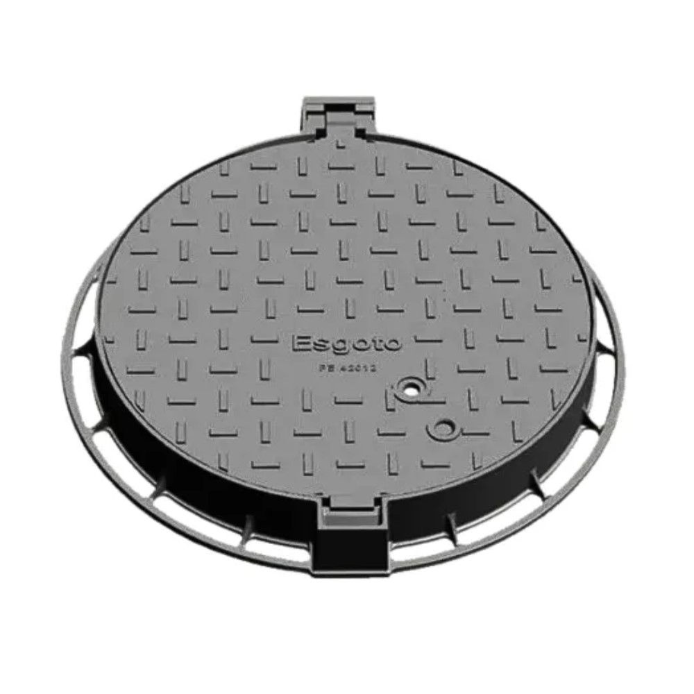 Tampa Ferro Fundido Redonda para Esgoto Articulada com Trava 600 mm com Aro Classe 400
