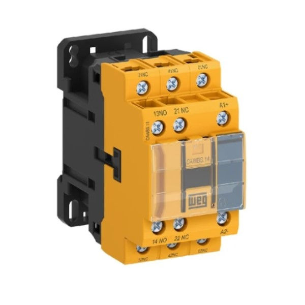 Contator Auxiliar Segurança 10A 2NA+3NF 24VCC Cawbs Conexão para Parafuso