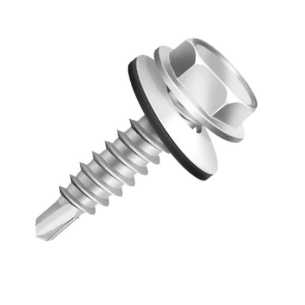 Parafuso Auto-Brocante Cabeça Sextavada Zincado 1/4"X7/8" com Arruela de Vedação
