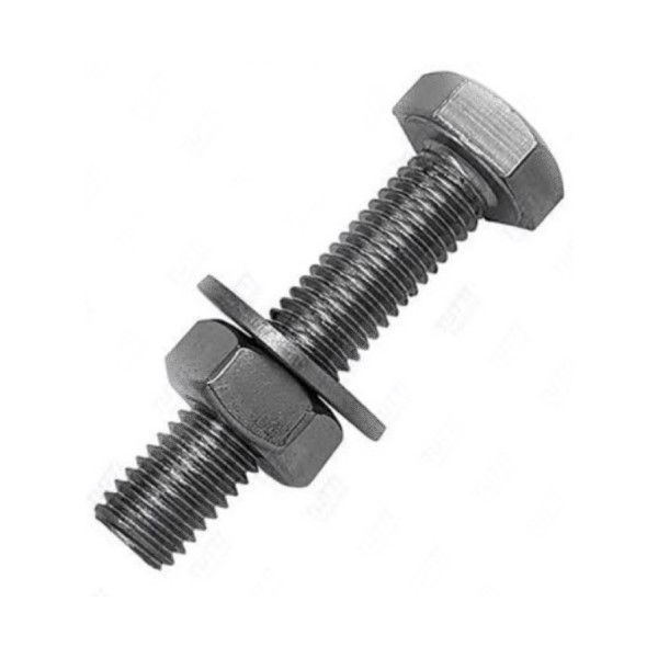 Parafuso Máquina Cabeça Sextavada Galvanizado a Fogo M10x60 mm com Rosca Total com Porca e Arruela