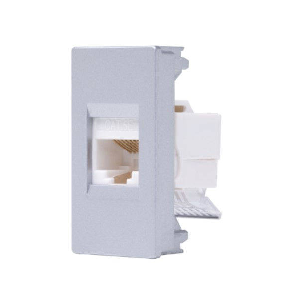 Módulo Tomada RJ45 8 Fios CAT5E PVC Branco Linha Unno