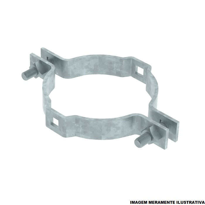 Cinta Para Poste Circular Galvanizada a Fogo 100 mm com 2 Parafusos e 2 Porcas