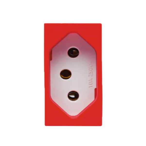 Módulo Tomada NBR 2P+T 20A/250VCA PVC Vermelho/Branco Linha Revita