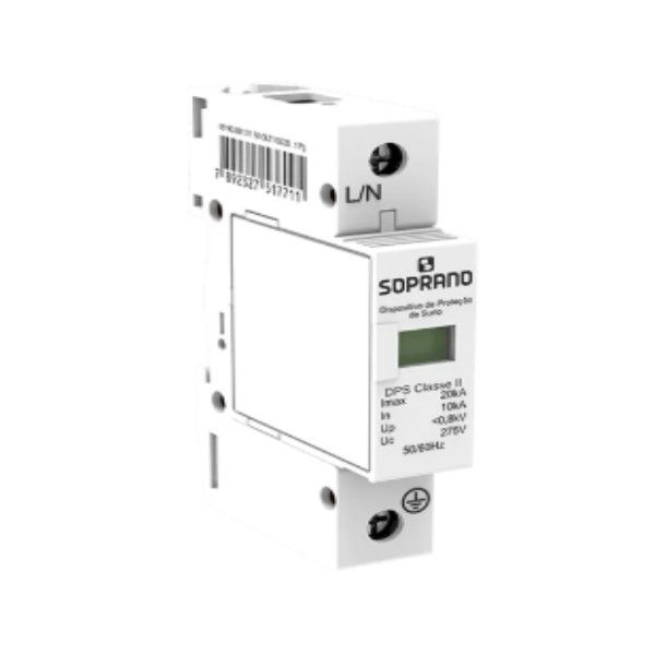 Dispositivo DPS Unipolar 80 KA 127/220VCA Proteção Contra Surto DIN Classe II