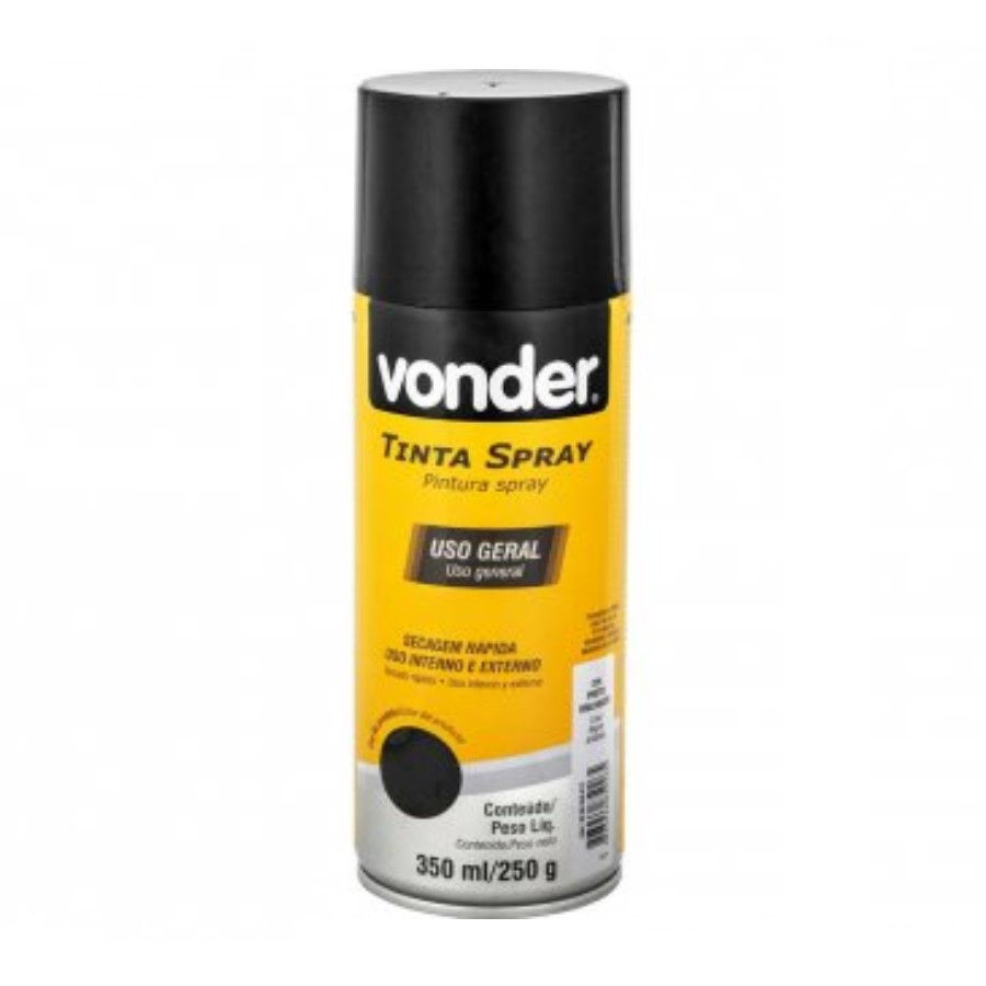 Tinta Spray Uso Geral Preto Brilhante 350ML