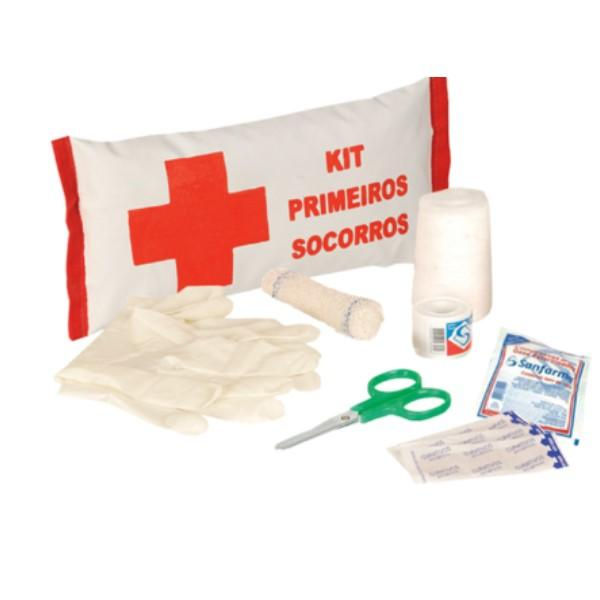 Kit Primeiros Socorros com Bolsa Bagum com Tesoura-Atadura-Algodao-Gaze-Esparadrapo-Curativo Antisseptico