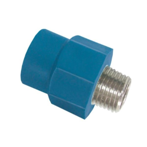 Adaptador PPR Macho com Inserto Metálico Transição 32 mmX1" Industrial Azul