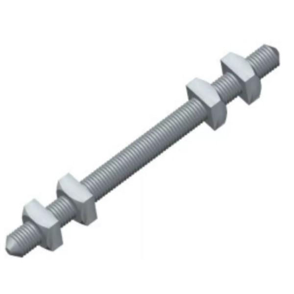 Parafuso Rosca Dupla Cabeça Quadrada Galvanizado a Fogo M20x254 mm com 4 Porcas