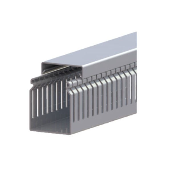 Canaleta PVC Aparente Ranhurada sem Divisória 30x40x2000 mm com Tampa Cinza sem Adesivo Dexson