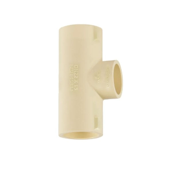 Te Super CPVC Fêmea/Fêmea/Fêmea Redução Central Soldável 22x15x22 mm Ultramp Flowguard Água Quen
