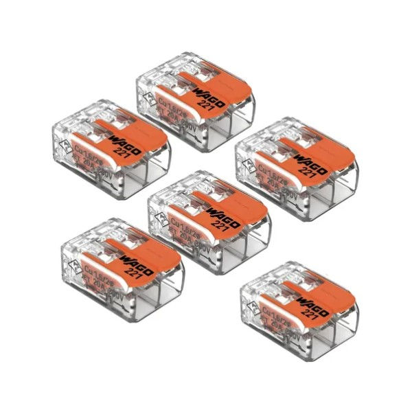 Conector Emenda Poliamida 0,14-4,0 mm² 85 Graus Transparente com Alavanca Laranja Flowpack com 6 Unidades
