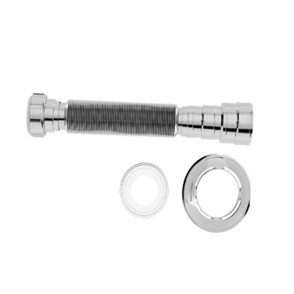 Sifão PVC Extensivo Corrugado Universal para Lavatório e Tanque 1"-1.1/2" 700 mm Cromado com Canopla