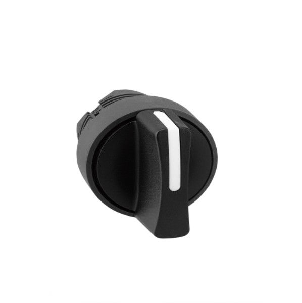 Comutador PVC Comando 22 mm Aro Preto com 3 Posições 45G com Retorno Manopla Curta Preto