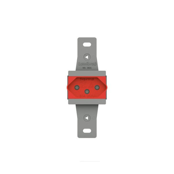 Tomada NBR 2P+T Simples Embutir Horizontal 10A/250VCA 2 Funções Vermelha Linha Tradicional sem Placa (p/Condulete)