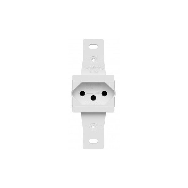 Tomada NBR 2P+T Simples Embutir Horizontal 10A/250VCA 2 Funções Branca Linha Tradicional sem Placa (p/Condulete)