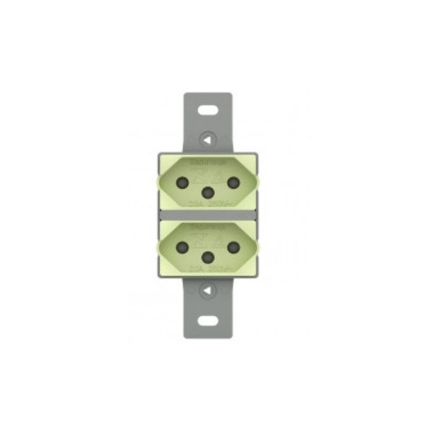 Tomada NBR 2P+T Dupla Embutir Horizontal 10A/250VCA 3 Funções Fosforescente Linha Tradicional sem Placa (P/ Condulete)