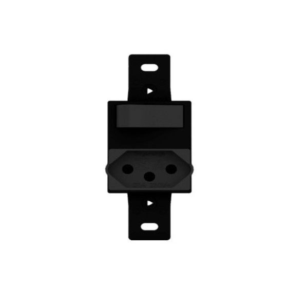 Interruptor Conjunto Embutir 1 Tecla Simples + 1 Tomada 2P+T 10A/250VCA Preto Linha Light sem Placa (p/Condulete)
