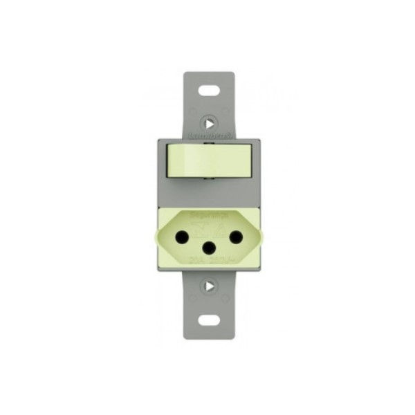 Interruptor Conjunto Embutir 1 Tecla Simples + 1 Tomada 2P+T 10A/250VCA Fosforecente Linha Light sem Placa (p/Condulete)