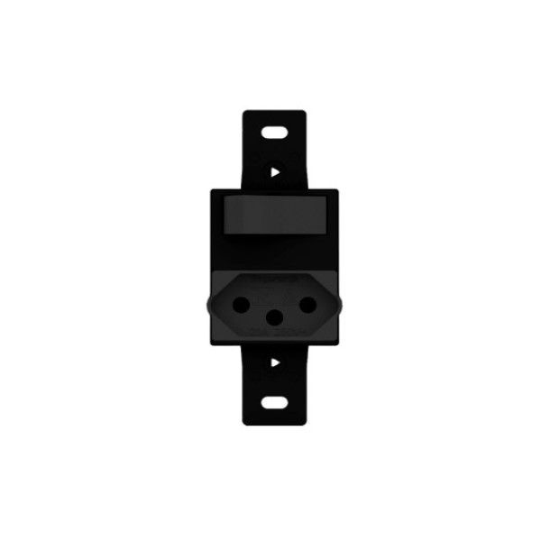Interruptor Conjunto Embutir 1 Tecla Paralela + 1 Tomada 2P+T 10A/250VCA Preto Linha Light sem Placa (p/Condulete)