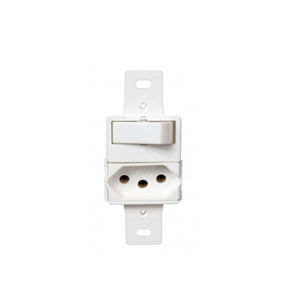 Interruptor Conjunto Embutir 1 Tecla Paralela + 1 Tomada 2P+T 10A/250VCA Branco Linha Light sem Placa (p/Condulete)