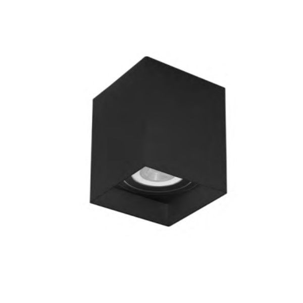Plafon Sobrepor Quadrado 1x20W para Lâmpada LED PAR20 PVC E27 Preto Look