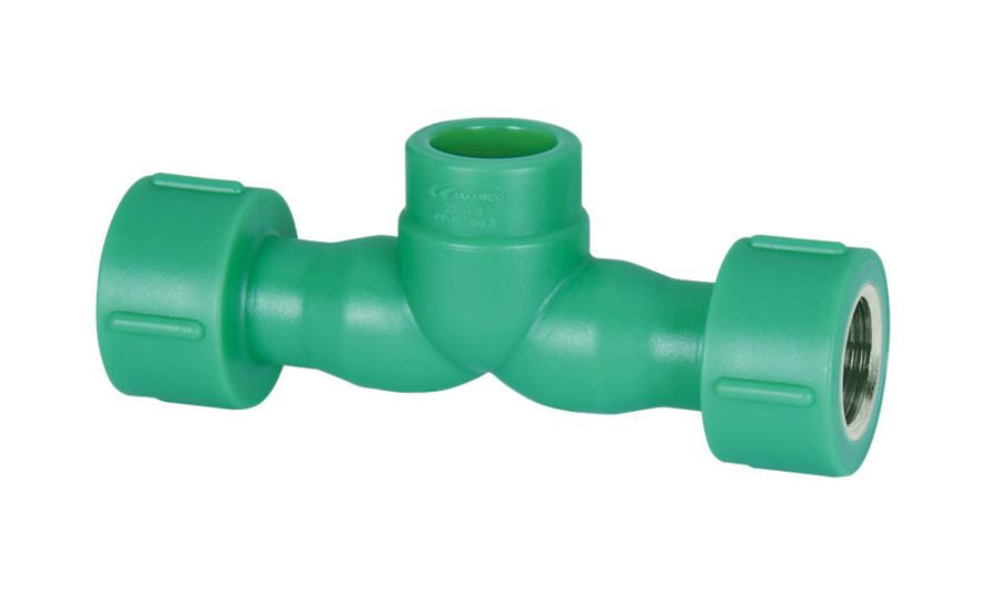 Te Fêmea/Fêmea/Fêmea Misturador 25 mmX3/4" PPR Verde Água Quente