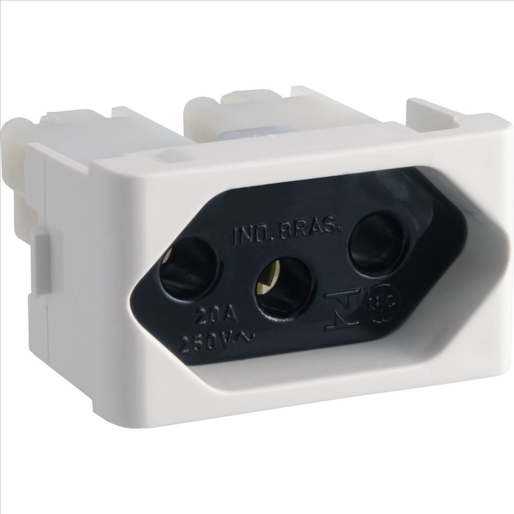 Módulo Módulo Tomada 2P+T Novo Branco 20A/250V PVC Decor Fundo PR