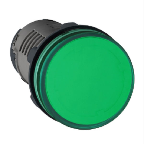 Sinaleiro Led PVC Monobloco Lente Lisa com LED 22 mm 24VCA/CC Verde