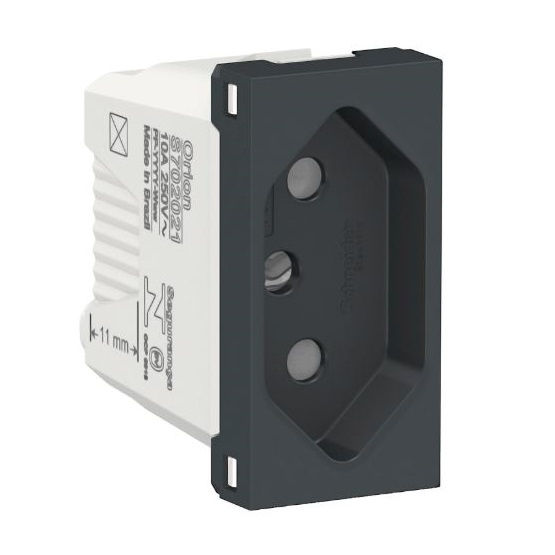 Módulo Módulo Tomada NBR 2P+T 10A/250VCA PVC Grafite Linha Graphite Orion