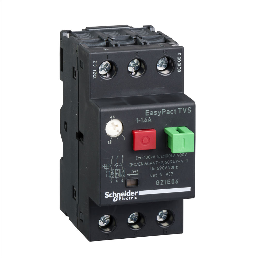 Disjuntor Motor Tripolar GZ1E 1-1,60A C/botao Impulso DIN Schneider Electric