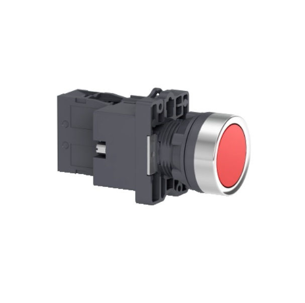 Botão Botão PVC Faceado 22,00 mm Vermelho Aro Cromado com Elemento 1NA Luminoso com LED 24VCA/CC