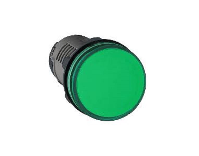 Sinaleiro PVC LED Monobloco Lente Lisa 22 mm Verde sem Aro sem Elemento 220VCA . com LED