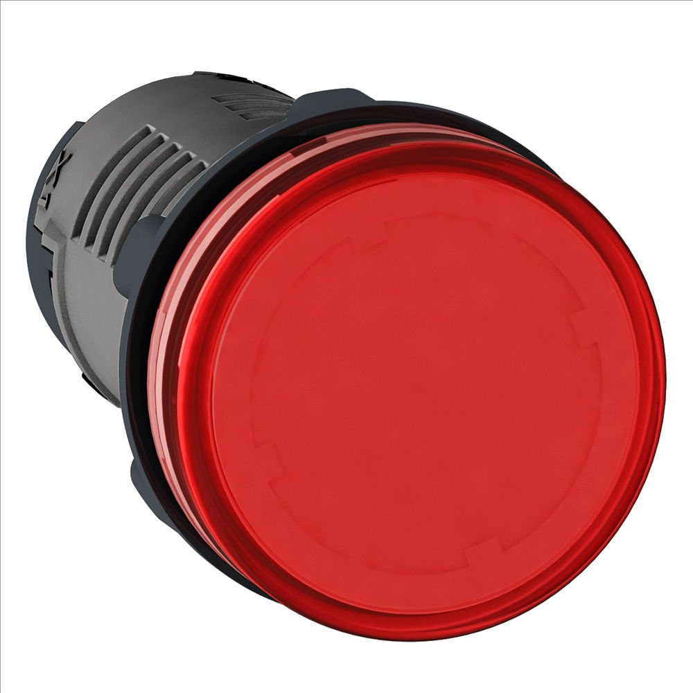 Sinaleiro Led PVC Monobloco Lente Lisa com LED 22 mm 24VCA/CC Vermelho