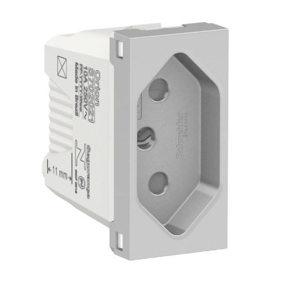 Módulo Módulo Tomada NBR 2P+T 10A/250VCA PVC Alumínio Metalizado Linha Aluminium Orion