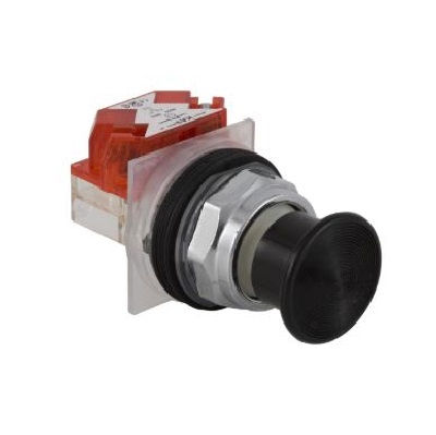 Botão Botão Emergência Metálico Cogumelo 30,00 mm Preto Aro Cromado com Elemento 1NA+1NF Opaco sem Trava 35 mm