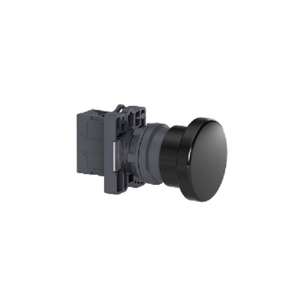 Botão Botão Emergência PVC Cogumelo 22,00 mm Preto Aro Preto com Elemento 1NA Opaco sem Trava 40 mm