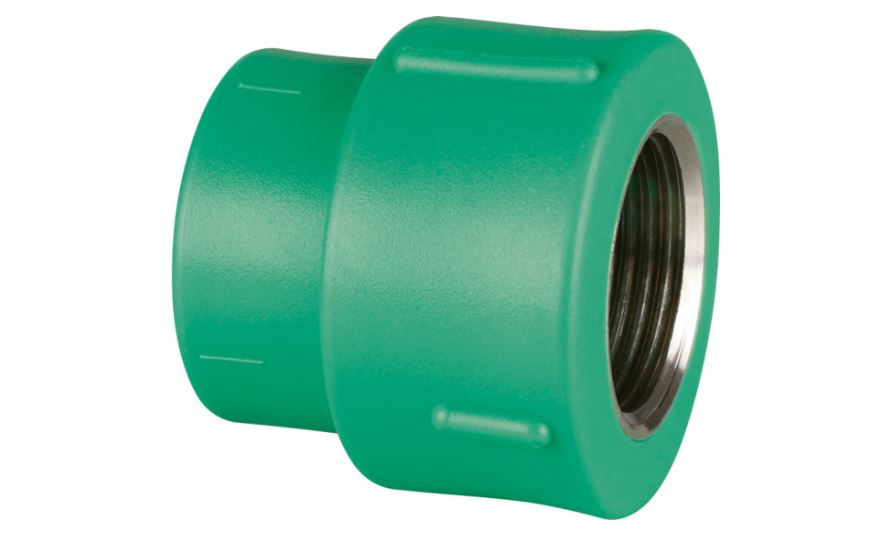 Adaptador Transição com Inserto Metálico Fêmea - Fêmea 20 mmX1/2" PPR Verde Água Quente