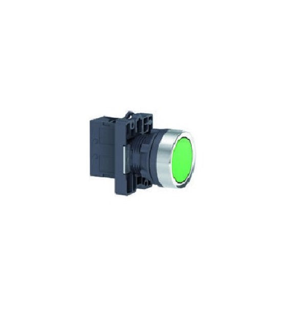 Botão PVC Faceado 22MM Verde Aro Cromado Com Elemento 1NA Luminoso Com LED 220VCA/CC Schneider Electric