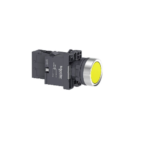 Botão Botão PVC Faceado 22,00 mm Amarelo Aro Cromado com Elemento 1NA Luminoso com LED 220VCA/CC