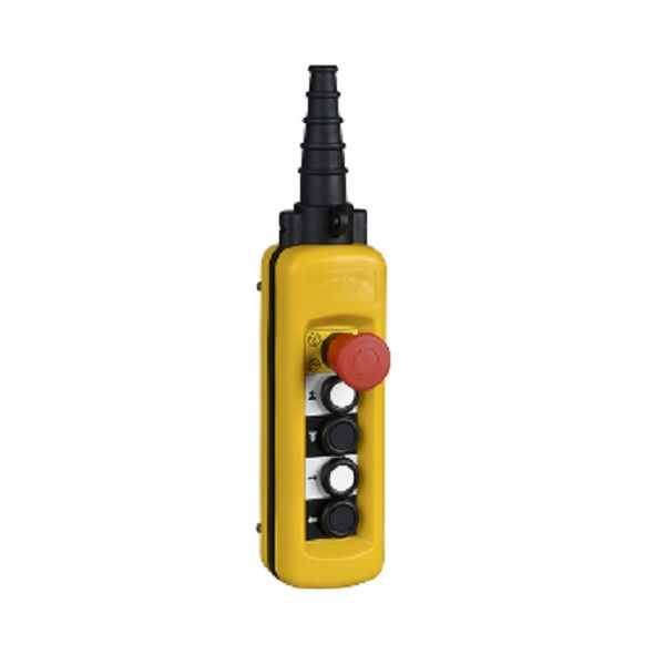 Caixa Botoeira Pendente Amarela 4 Botões 2 Velocidades IP65