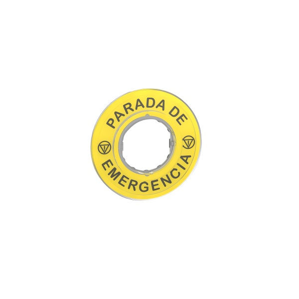 Identificador Redondo PVC Parada Emergência para Botão XB4/5 22 mm 60 mm Amarelo