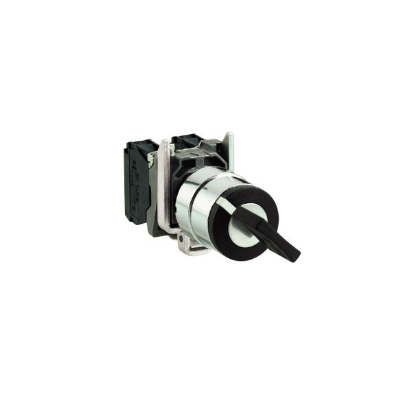 Comutador Comando Metálico 22 mm PR Aro Cromado 1NA 2 Posições 90G com Yale Esquerda