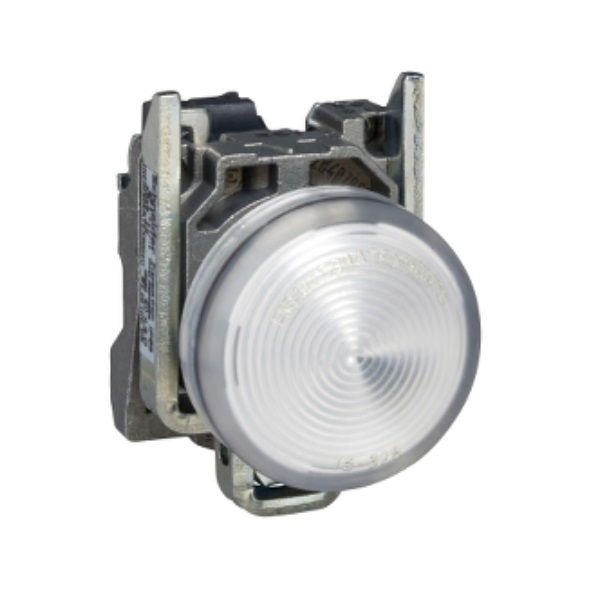 Sinaleiro Metálico LED Faceado Lente Raiada 22 mm Branco sem Aro sem Elemento 24VCA/VCC . com LED