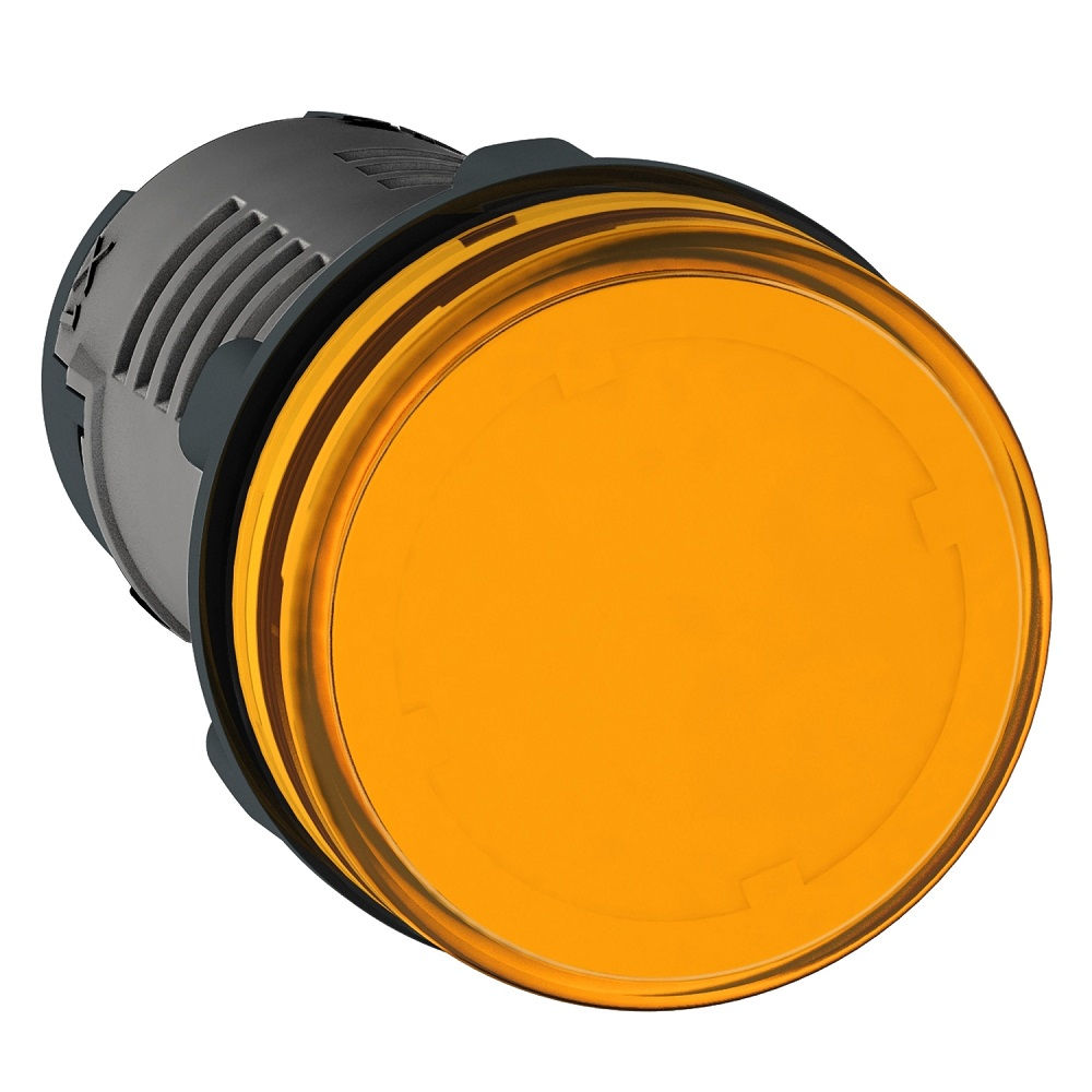 Sinaleiro PVC LED Faceado Lente Lisa 22 mm Amarelo sem Aro sem Elemento 110VCA . com LED