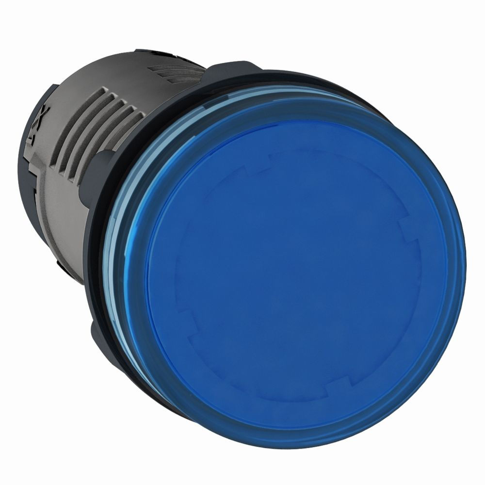 Sinaleiro PVC LED Faceado Lente Lisa 22 mm Azul sem Aro sem Elemento 110VCA . com LED
