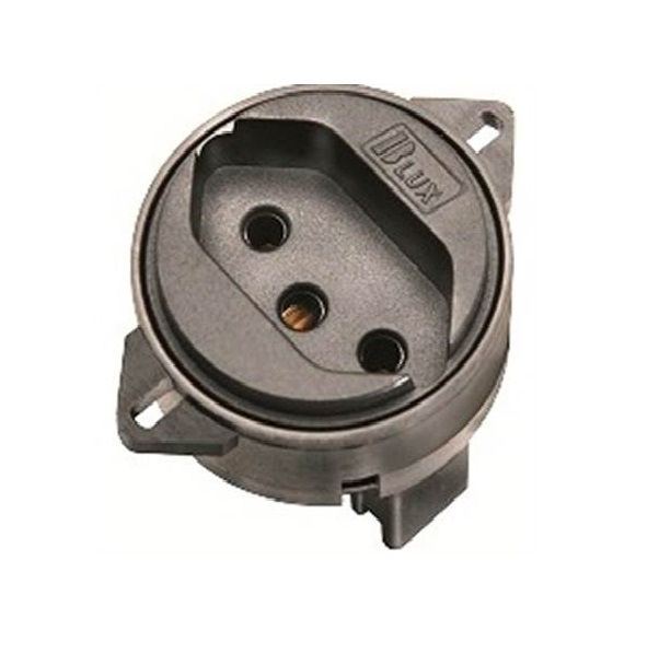 Tomada Embutir NBR 2P+T Embutir Piso Redonda sem Haste 10A/250VCA sem Placa Preta