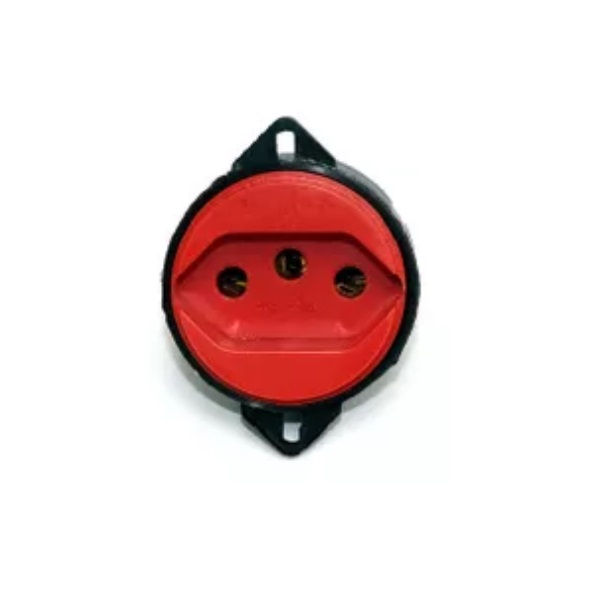 Tomada Embutir NBR 2P+T Embutir Piso Redonda sem Haste 10A/250VCA sem Placa Vermelha