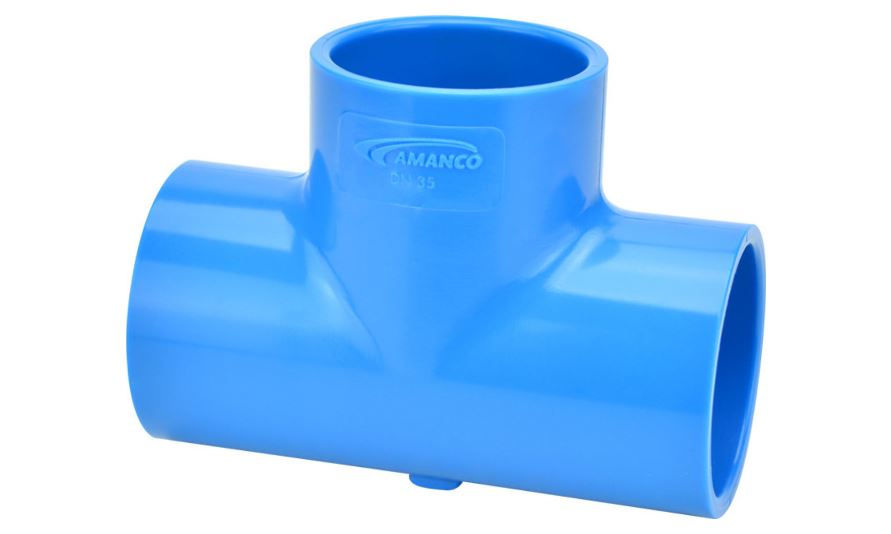 TE PVC 90G Soldável 50MM Linha Fixa Azul Amanco